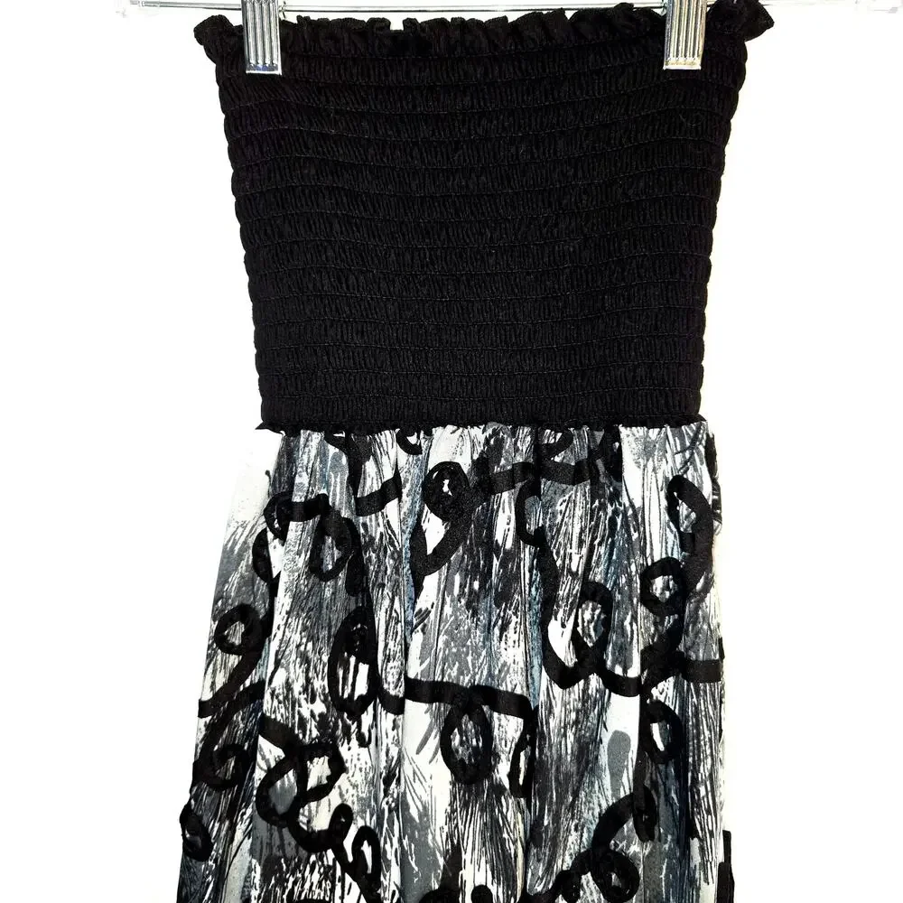 Water's Large Girl's Strapless Black Maxi BOHO Teen Sun Dress Kid's Size 10 12 L
